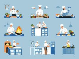 cocineros color icono conjunto vector