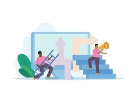 People With Ladders Background vector