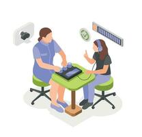 Hearing Check Isometric Composition vector