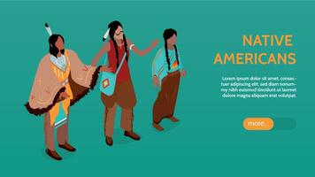 Native Americans Horizontal Banner vector