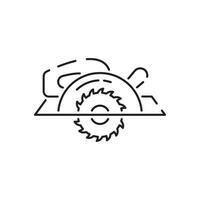 Woodcutter line icon. Crossed chainsaws isolated on white background. Tool woodcutter symbol. Tree Service. Single line draw design vector graphic illustration.