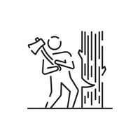 Woodcutter line icon. Log, wood, wooden icon outline style for your web design. vector