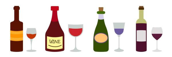 Thanksgiving wine Collection of various bottles with and without labels. vector