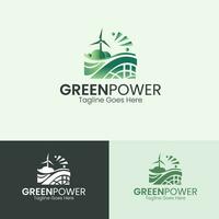 Renewable Energy Plant Logo Green Energy Logo Design Eco Power Plant vector