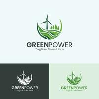 Renewable Energy Plant Logo Green Energy Logo Design Eco Power Plant vector