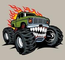 monster truck vector logo design inspiration, Design element for logo, poster, card, banner, emblem, t shirt. Vector illustration