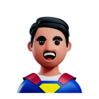 superhombre cara 3d representación icono ilustración png