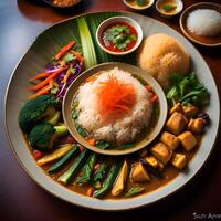 fried rice with chicken and vegetables photo