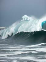 big wave on the ocean background photo