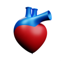 menselijk echt hart 3d renderen icoon illustratie png
