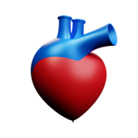 human real heart 3d rendering icon illustration png