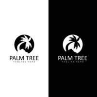 Coco árbol logo, palma árbol puesta de sol playa vector, elegante minimalista sencillo diseño, símbolo modelo icono vector