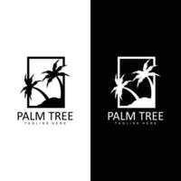 Coconut Tree Logo, Palm Tree Sunset Beach Vector, Elegant Minimalist Simple Design, Symbol Template Icon vector