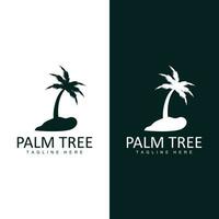 Coco árbol logo, palma árbol puesta de sol playa vector, elegante minimalista sencillo diseño, símbolo modelo icono vector