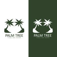 Coconut Tree Logo, Palm Tree Sunset Beach Vector, Elegant Minimalist Simple Design, Symbol Template Icon vector