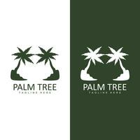 Coconut Tree Logo, Palm Tree Sunset Beach Vector, Elegant Minimalist Simple Design, Symbol Template Icon vector