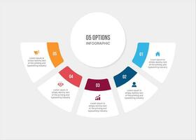 Creative Circle Infographic Template Design with 5 Steps Options vector