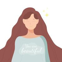 You are beautiful brunette girl inspiring card vector