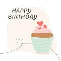 Happy birthday cupcake illustration card vector