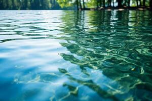 Detailed close ups of tranquil ripples and mirrored reflections on a lake surface photo
