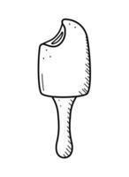 Ice cream doodle icon. Vector illustration of summer desserts popsicles on a stick. Single sketch isolate on white.