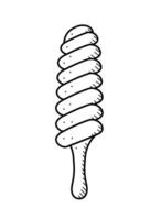 Ice cream doodle icon. Vector illustration of summer desserts popsicles on a stick. Single sketch isolate on white.