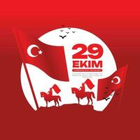 29 Ekim Cumhuriyet bayrami kutlu olsun means National Republic Day of turkey celebration Social Media Post Template Design vector