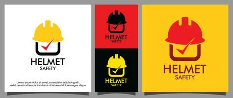 Helmet worker project logo template vector