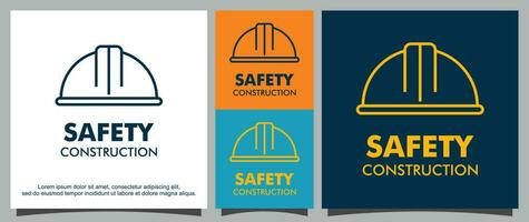 Helmet worker project logo template vector