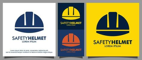 Helmet worker project logo template vector
