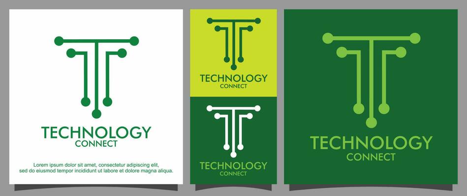 Modern letter T for technology logo template
