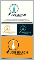 Magnifying glass and tie for job search logo template vector