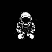 astronauta - negro y blanco aislado icono - vector ilustración