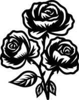 rosas - negro y blanco aislado icono - vector ilustración