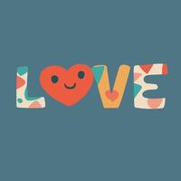 English word love font design vector