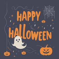 Happy halloween typography poster and element design vector