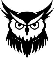 Owl, Black and White Vector illustration