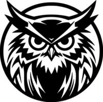 Owl, Black and White Vector illustration