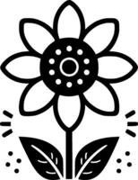 Flower - Black and White Isolated Icon - Vector illustration