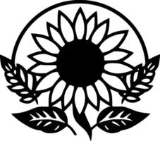 Sunflower, Black and White Vector illustration