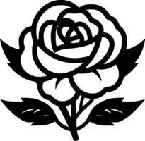 rosas - negro y blanco aislado icono - vector ilustración