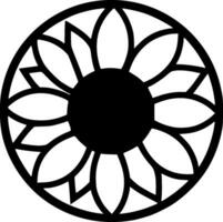 girasol - negro y blanco aislado icono - vector ilustración