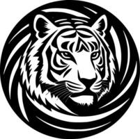 Tigre - negro y blanco aislado icono - vector ilustración