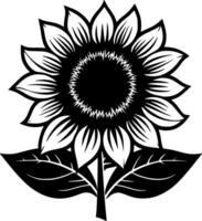 girasol - negro y blanco aislado icono - vector ilustración