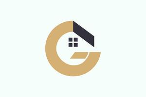 house logo design with letter g creative concept vector