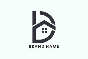 house logo design with letter d creative concept vector