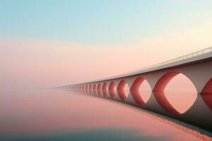 Silhouetted bridges against pastel sky gradients offer minimalist enchantment photo