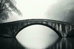 misterioso antiguo Roca puente minimalista negro y blanco antecedentes con vacío espacio para texto foto