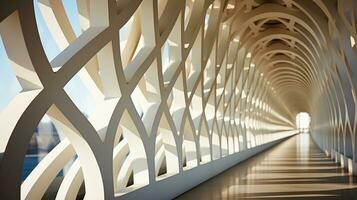 Abstract close up of geometric patterns in modern bridge design photo