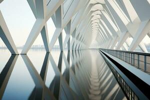 geométrico sencillez enmarcado dentro el limpiar líneas de moderno puente arquitectura foto